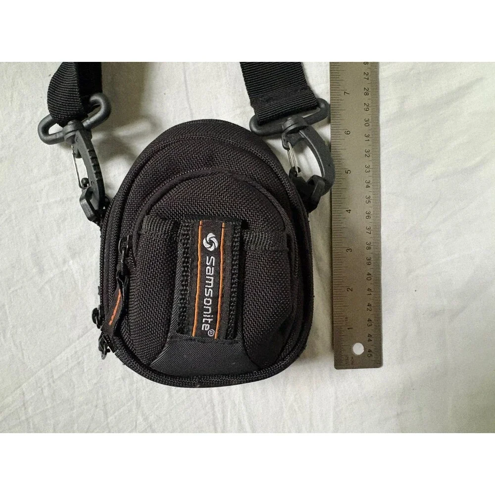 Samsonite Small Camera Bag Black 2 Pockets Case Belt Loop and Shoulder Strap